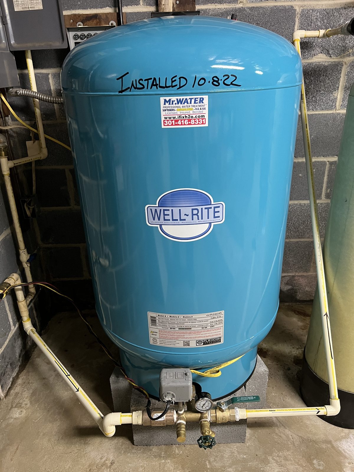 Well-Rite pressure tank installation by Mr. Water LLC