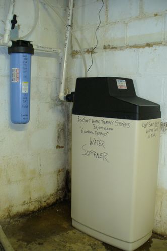 EcoSoft 32,000 grain electronic demand water softener with a whole-house carbon filter