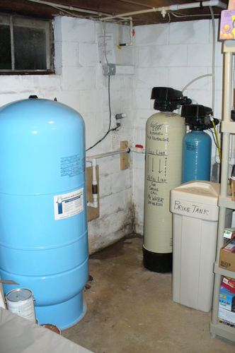 EcoSoft acid neutralizer, water softener, and brine tank installed together