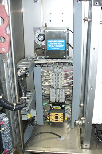 Interior of a commercial water treatment temperature control cabinet
