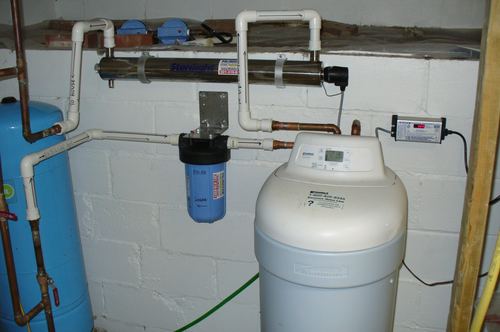 Sterilight UV disinfection light with a water softener