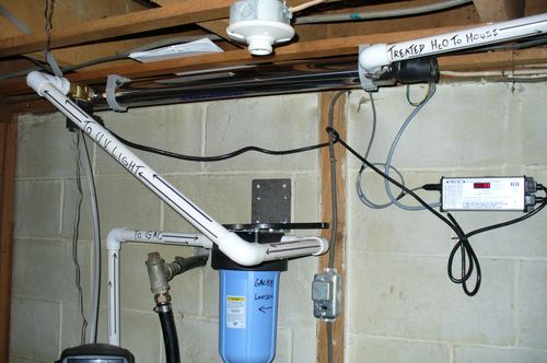 Sterilight UV disinfection light with a carbon filter