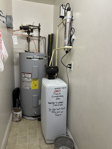 Water heater and TurboSoft water softener with a Viqua UV light system