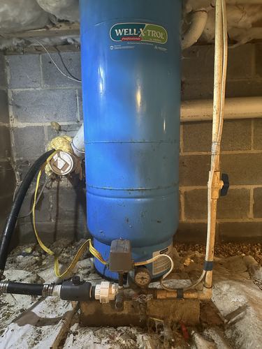 Well-X-Trol pressure tank installed in a crawlspace