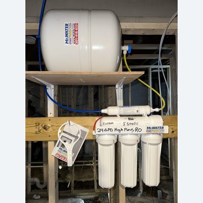 Custom 5-stage 24 GPD high purity reverse osmosis system with storage tank