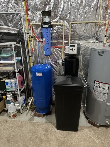Water softener, brine tank, and pressure tank installed together