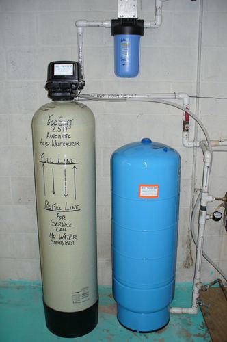 Ionics water softener with dual whole-house filters and a water heater
