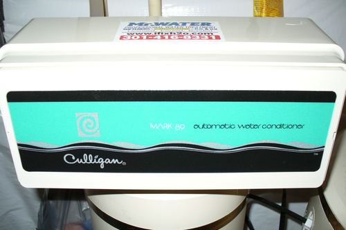 Close-up of a Culligan automatic water conditioner control panel