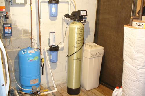 Well-X-Trol pressure tank, water softener, and brine tank installed together