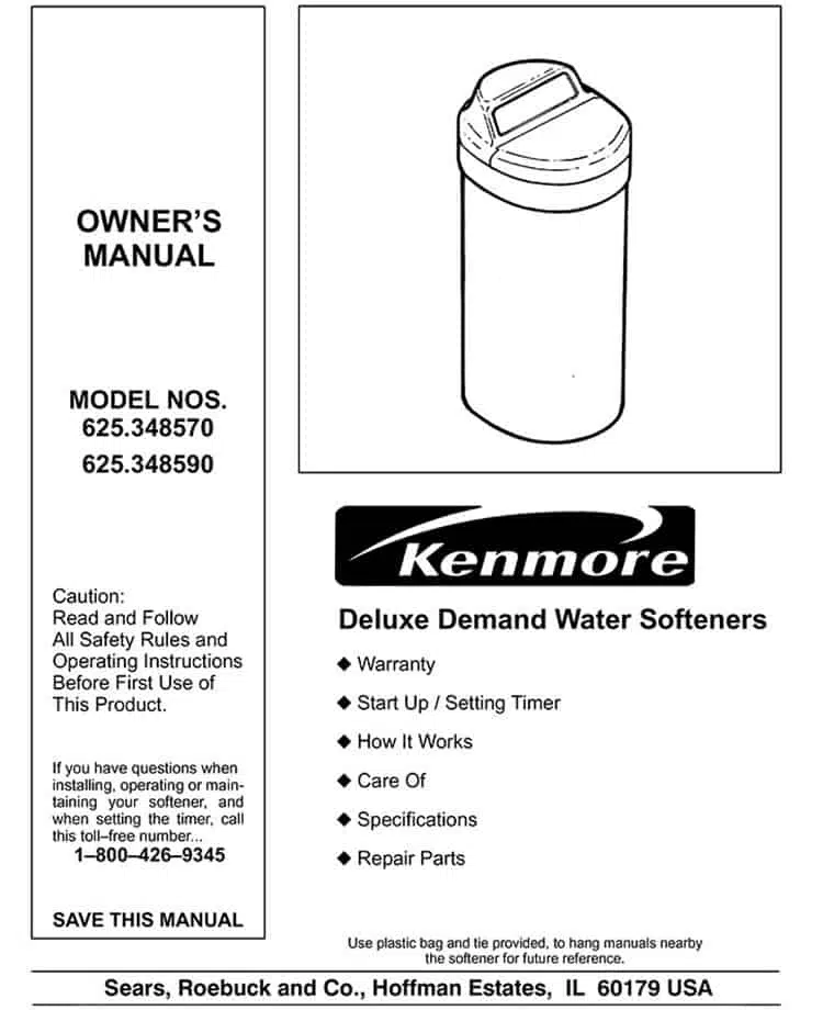 Kenmore Deluxe Demand Water Softeners owners manuals