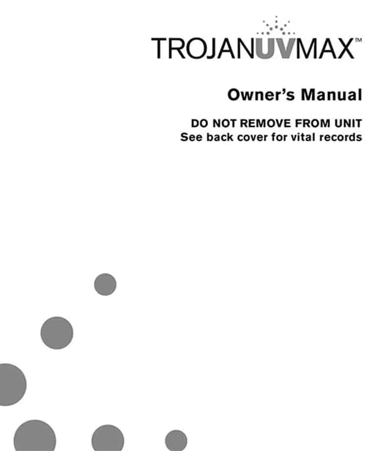 TrojanUVMax owners manual