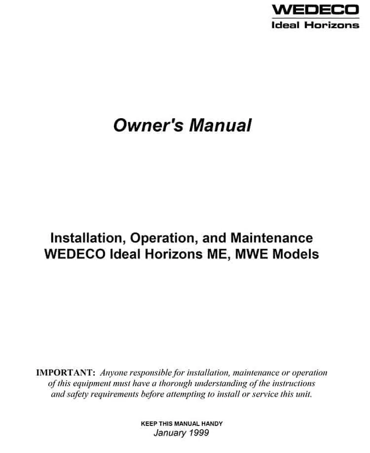 Wedeco Ideal Horizons ME, MWE owners manual