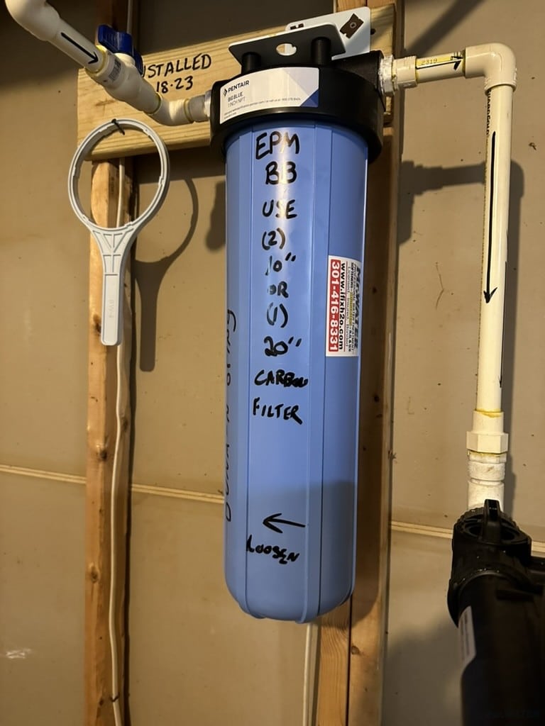 Big Blue whole house sediment filter installed by Mr. Water LLC