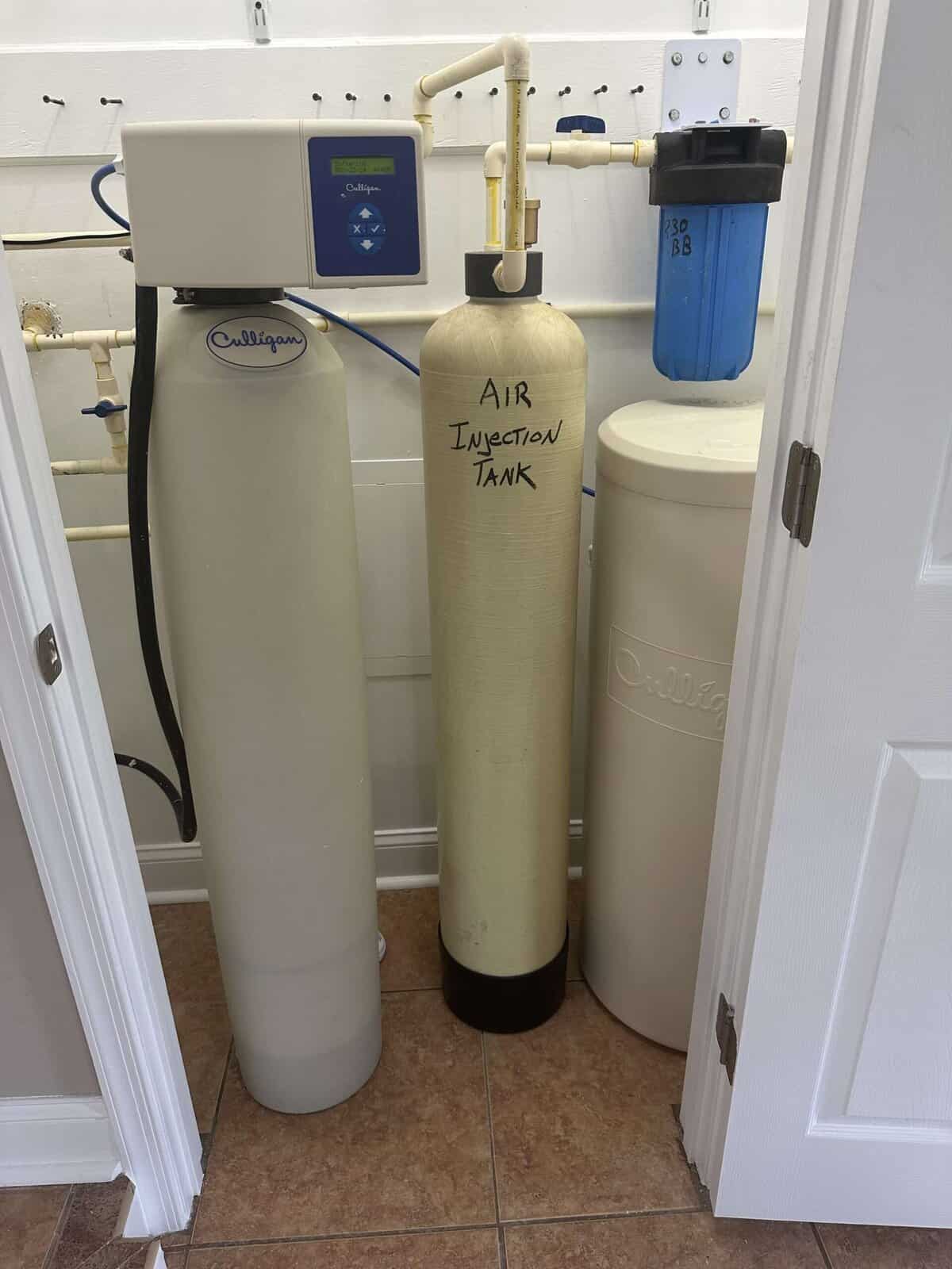 Air injection tank installed before Culligan water softener, installed by Mr. Water LLC