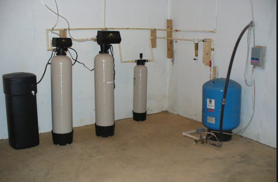 Original TurboSoft water softener with iron filter and pressure tank in a Shepherdstown, WV home, before sulfur treatment was added